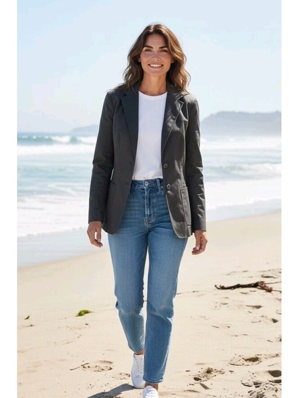 Agnona Italy Black Cotton Stretch Blazer Jacket Women's IT 42 US 6-8 Made in...